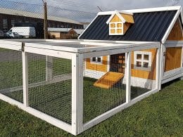 Yellow Eco chicken house with run