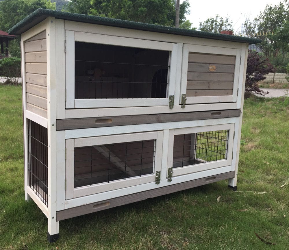 Roger XL 2 Tier Large Rabbit Hutch Grey Cocoon