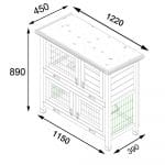 Wooden two tier rabbit hutch with ramp