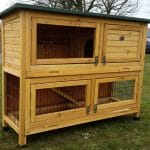 Wooden two tier rabbit hutch with ramp