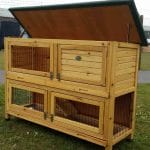 Wooden two tier rabbit hutch with ramp