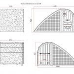sloped chicken coop with closed door and roof
